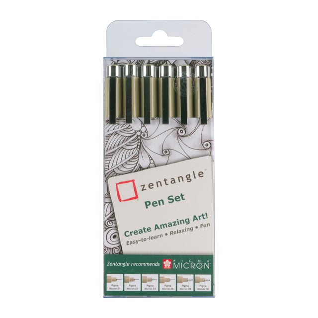 Tekenset Sakura Zentangle set à 6 pennen zwart afbeelding