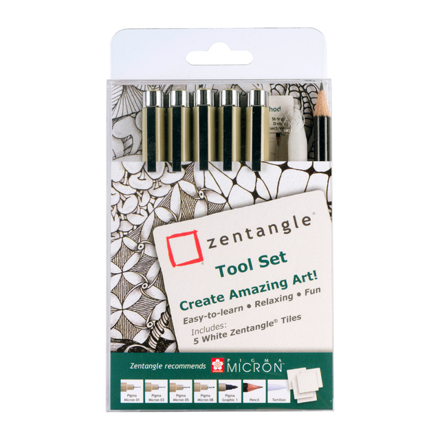 Tekenset Sakura Zentangle set à 12 delen assorti afbeelding