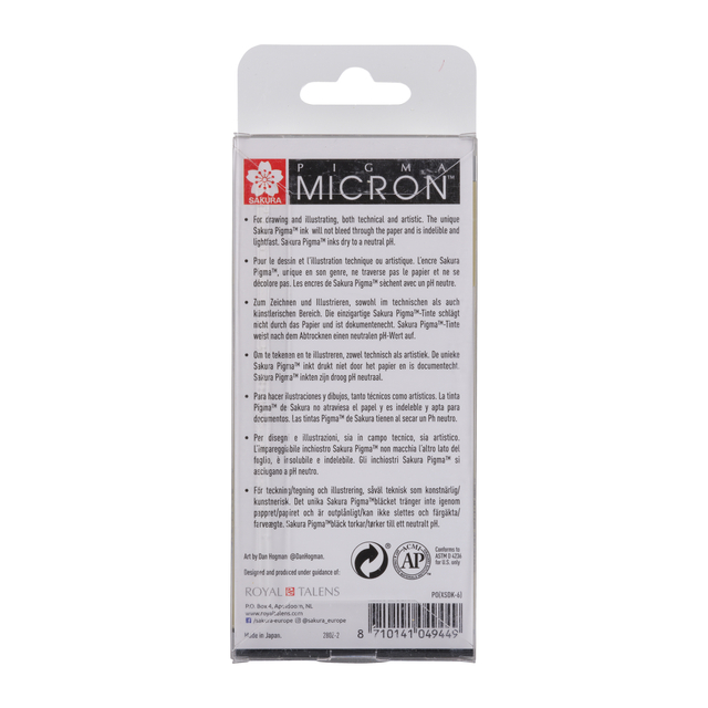 Fineliner Sakura Pigma Micron set à 6 schrijfbreedtes zwart — Foto 2 van 2