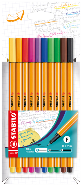 Fineliner STABILO point 88/10 fijn assorti 10 stuks afbeelding