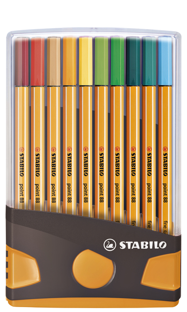 Fineliner STABILO point 88/20 ColorParade rollerset antraciet/oranje fijn assorti etui à 20 stuks afbeelding