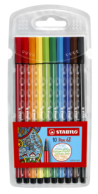 Viltstift STABILO Pen 68/10 medium assorti etui à 10 stuks afbeelding