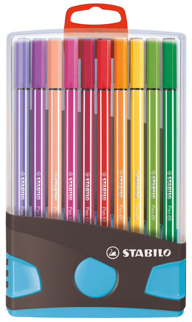 Viltstift STABILO Pen 68/20 ColorParade in antraciet/turquoise etui medium assorti etui à 20 stuks afbeelding