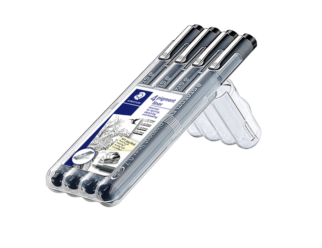Fineliner Staedtler Pigment 308 zwart set 4 stuks — Foto 2 van 2