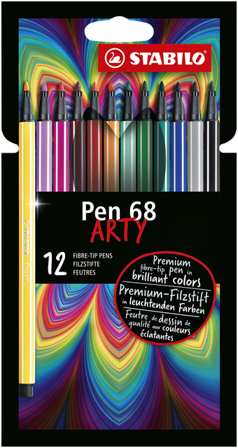 Viltstift STABILO Pen 68/12 Arty medium assorti etui à 12 stuks afbeelding