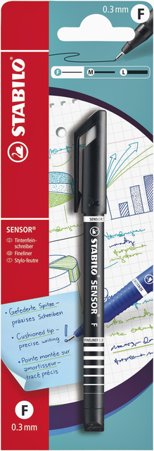 Fineliner STABILO Sensor 10198 fijn zwart blister à 1 stuk afbeelding