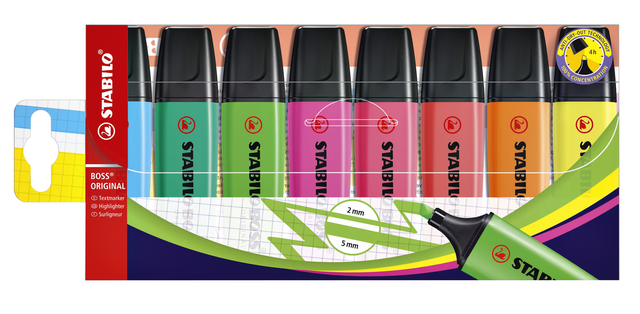 Markeerstift STABILO BOSS Original 70/8 assorti etui à 8 stuks afbeelding