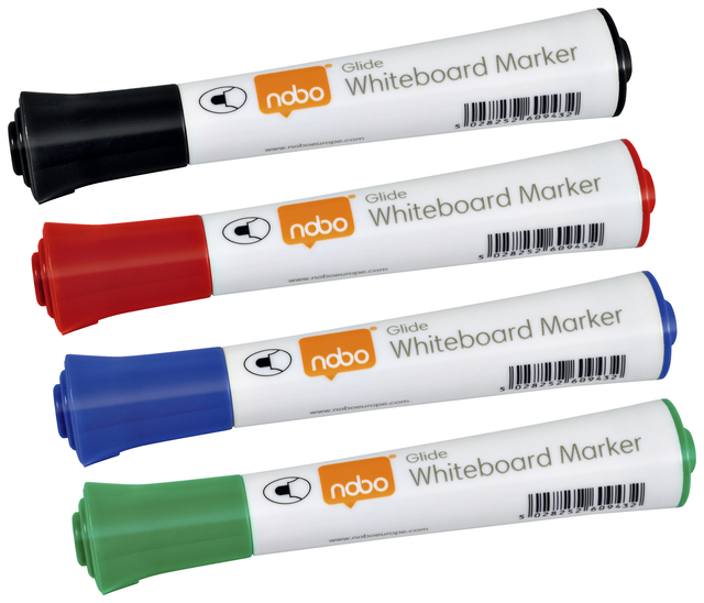 Whiteboardmarker Nobo Glide rond assorti 3mm 4st afbeelding