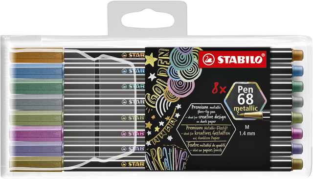 Viltstift STABILO Pen 68/8 medium metallic assorti etui à 8 stuks afbeelding