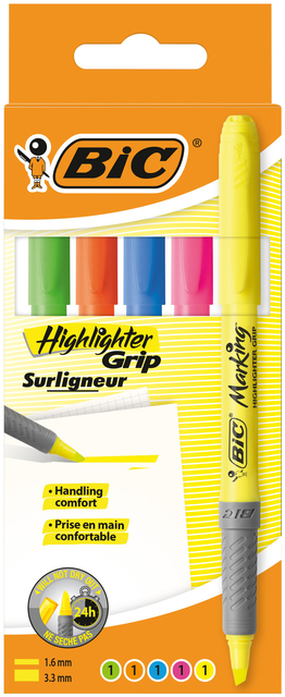 Markeerstift Bic grip assorti etui à 5 stuks afbeelding