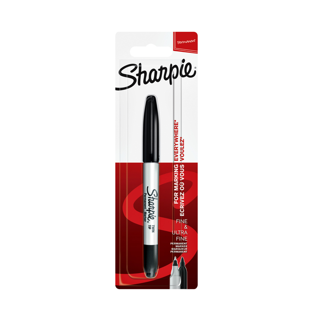 Viltstift Sharpie rond Twin tip ultra fijn & fijn zwart blister à 1 stuk afbeelding