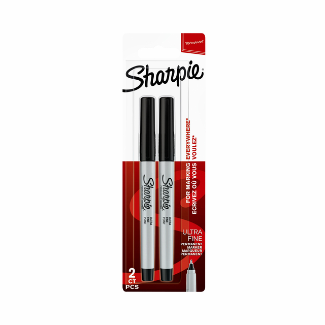 Viltstift Sharpie rond ultra fine zwart blister à 2 stuks afbeelding