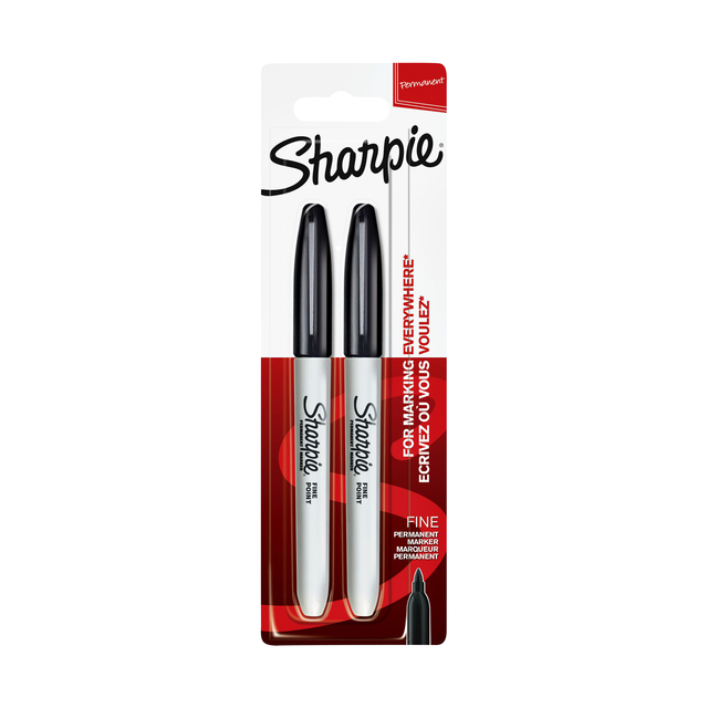 Viltstift Sharpie rond fijn zwart blister à 2 stuks afbeelding