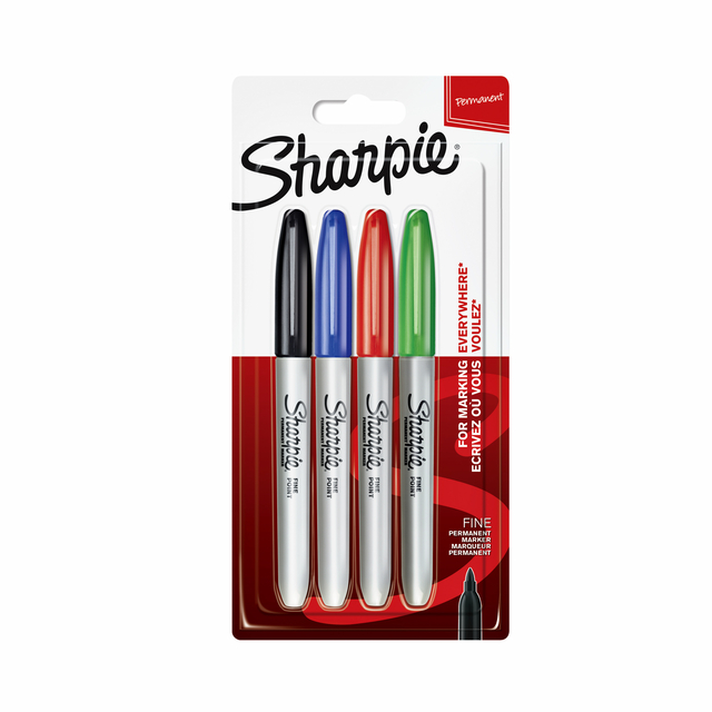 Viltstift Sharpie rond fine assorti blister à 4 stuks afbeelding