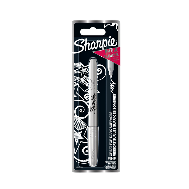 Viltstift Sharpie rond fijn metallic zilver blister à 1 stuk afbeelding
