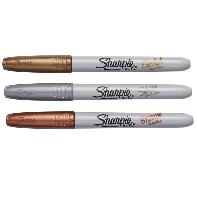 Viltstift Sharpie rond fijn metallic assorti blister à 3 stuks — Foto 2 van 2