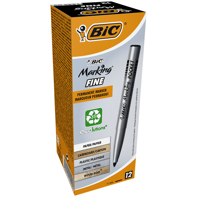 Viltstift Bic 1445 ecolutions rond fijn zwart afbeelding