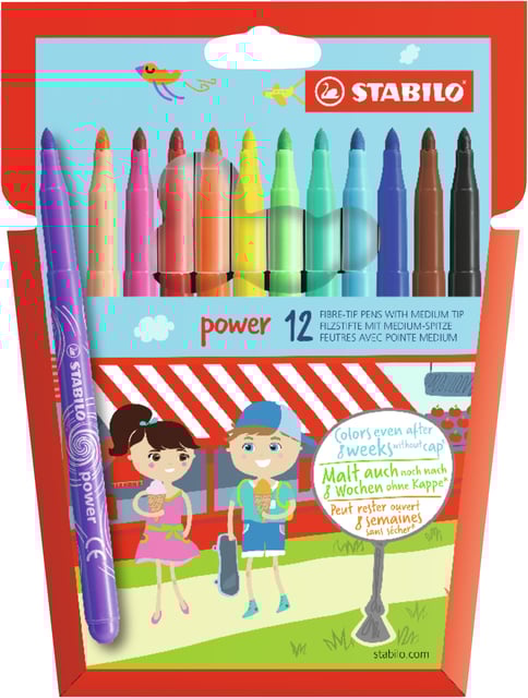Viltstift STABILO power 280/12 assorti etui à 12 stuks afbeelding