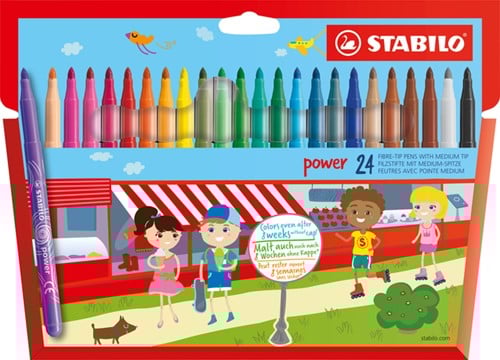 Viltstift STABILO power 280/24 assorti etui à 24 stuks