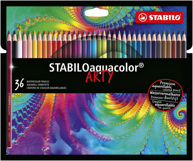 Kleurpotloden STABILO 1636 aquacolor Arty assorti etui à 36 stuks afbeelding