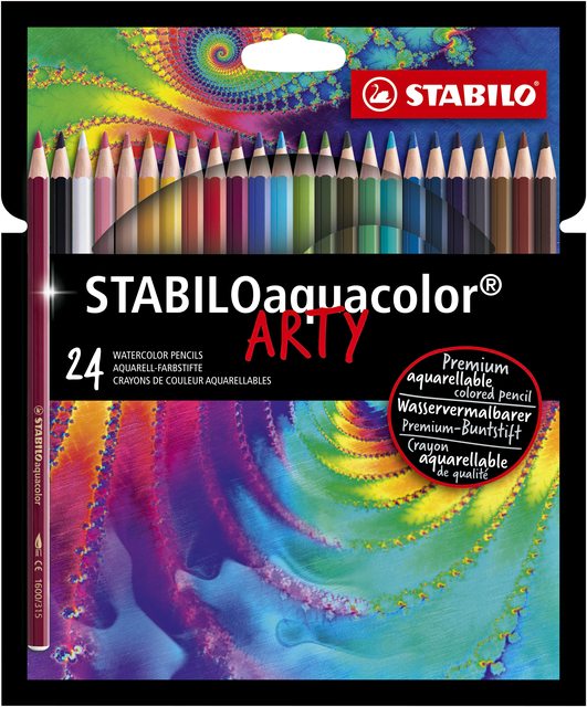 Kleurpotloden STABILO 1624 aquacolor Arty assorti etui à 24 stuks afbeelding