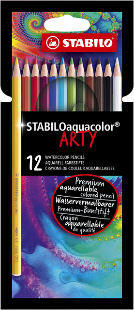 Kleurpotloden STABILO 1624 aquacolor Arty assorti etui à 12 stuks afbeelding