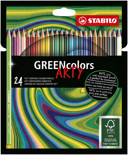 Kleurpotloden STABILO 6019 GREENcolors Arty assorti etui à 24 stuks afbeelding