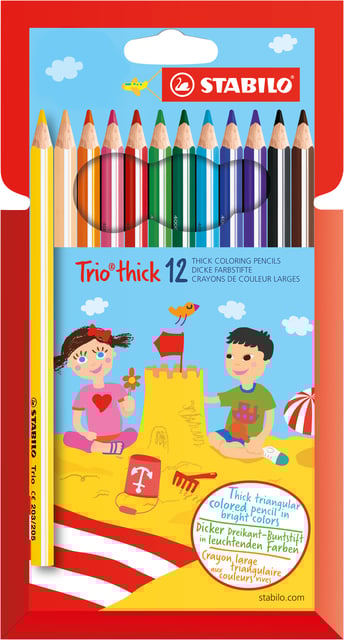 Kleurpotloden STABILO 203 Trio dik assorti kartonnen etui à 12 stuks afbeelding