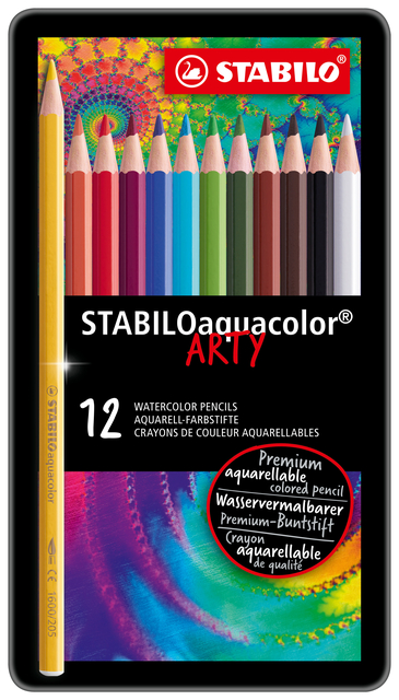 Kleurpotloden STABILO 1612 aquacolor assorti blik à 12 stuks afbeelding