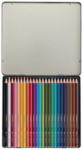 Kleurpotloden STABILO 1624 aquacolor assorti blik à 24 stuks — Foto 2 van 2