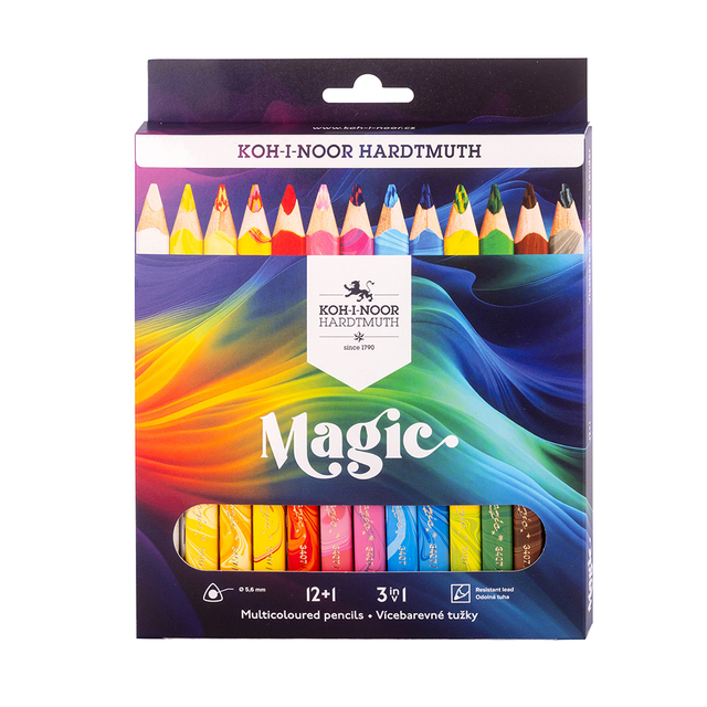 Kleurpotloden Koh-i-Noor Jumbo Magic doos 13 kleuren afbeelding