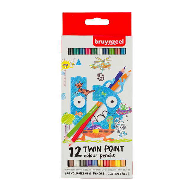 Kleurpotlood Bruynzeel Kids Twin Point blister à 12 stuks assorti afbeelding
