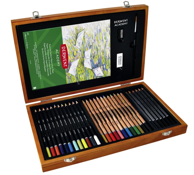 Tekenset Derwent Academy in houten geschenkverpakking afbeelding