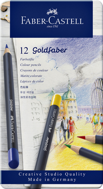 Kleurpotloden Faber-Castell Goldfaber assorti blik à 12 stuks afbeelding