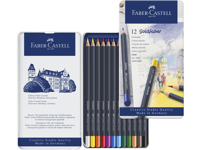 Kleurpotloden Faber-Castell Goldfaber assorti blik à 12 stuks — Foto 2 van 2
