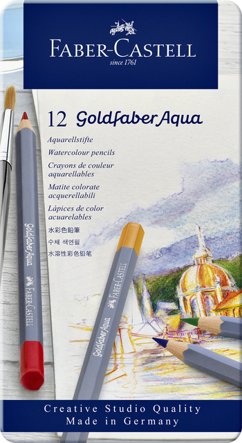 Kleurpotloden Faber-Castell Goldfaber aquarel assorti blik à 12 stuks afbeelding