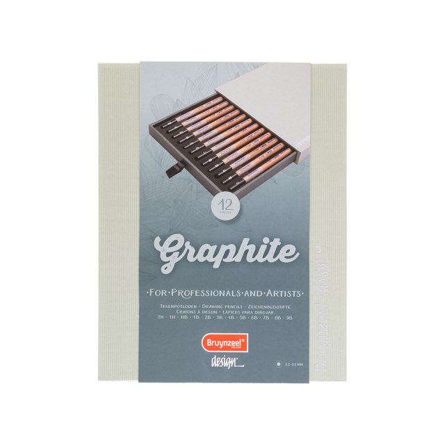 Grafietpotlood Bruynzeel Design met luxe bewaardoos 12 hardheden grijs