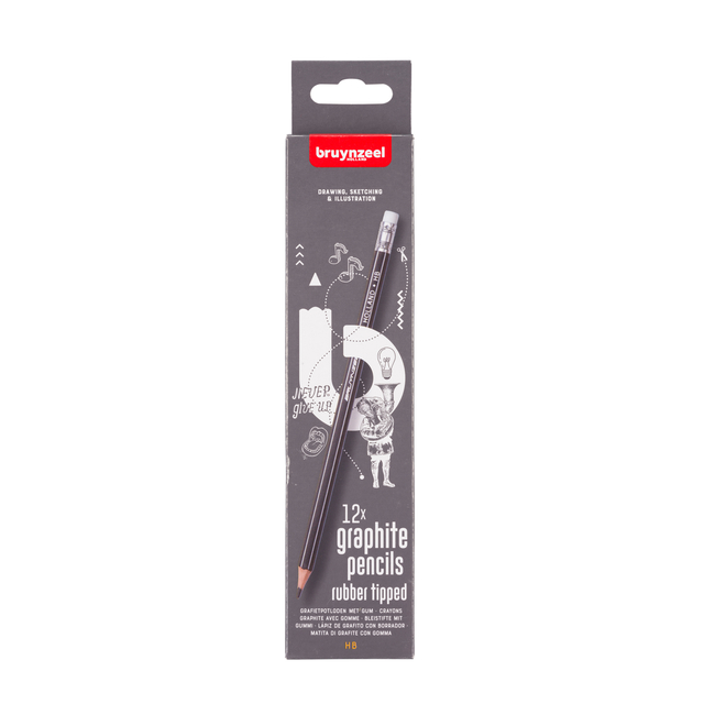 Potlood Bruynzeel 6021 Burotek HB met gum 12 stuks afbeelding