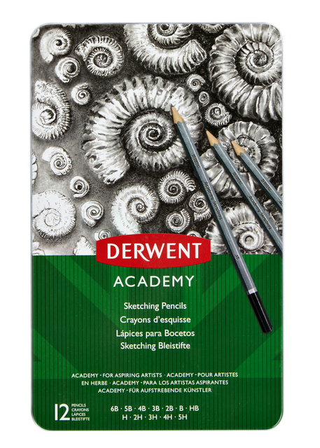 Potlood Derwent Academy 6B5H assorti hardheden blik à 12 stuks afbeelding