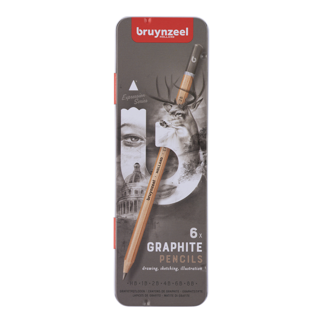 Grafietpotlood Bruynzeel Expression set à 6 breedtes grijs afbeelding
