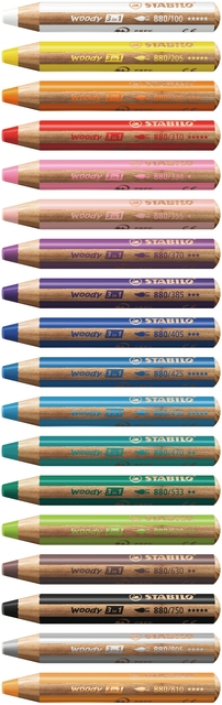 Kleurpotloden STABILO 880 woody 3 in 1 Arty incl puntenslijper en penseel assorti etui  à 18 stuks — Foto 2 van 2