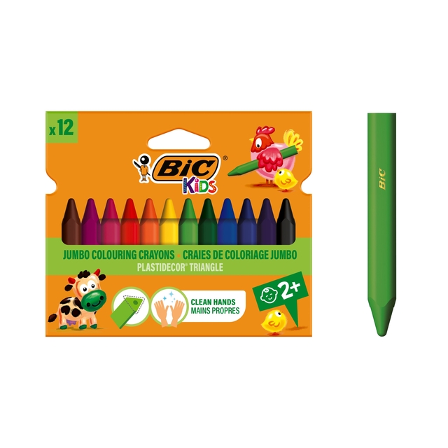 Kleurkrijt BicKids 857 Plastidecor triangel assorti etui à 12st afbeelding
