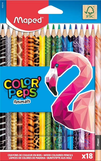 Kleurpotlood Maped Color&apos;Peps Animals set à 18 kleuren afbeelding
