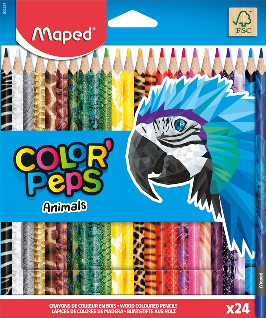 Kleurpotlood Maped Color'Peps Animals set à 24 kleuren afbeelding