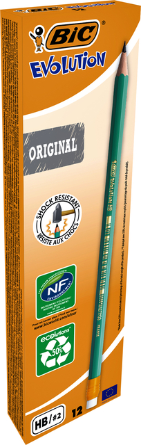 Potlood Bic Evolution ecolutions 655 zeshoekig HB met gumtop — Foto 2 van 2