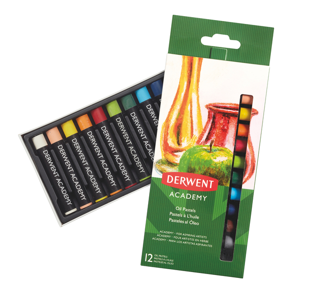 Oliepastel Derwent Academy blister à 12 stuks assorti afbeelding