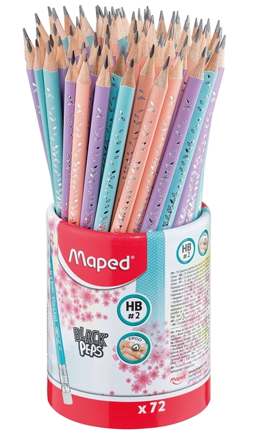 Grafietpotlood Maped Black&apos;Peps met gum pot à 72 stuks pastel afbeelding