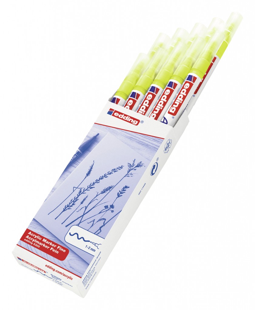 Acrylmarker edding e-5300 fijn neon geel afbeelding