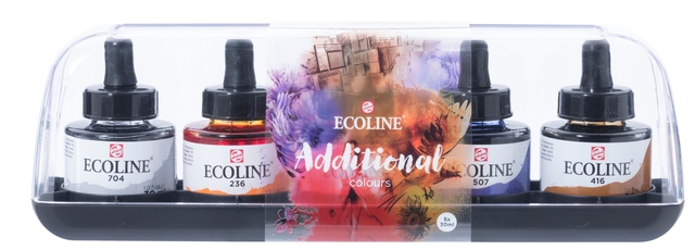 Inkt Talens Ecoline met pipet additional setà 5 ass