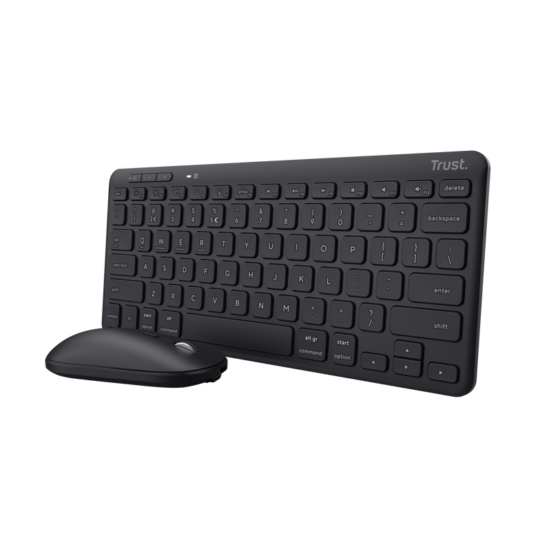 Trust Lyra toetsenbord Inclusief muis Kantoor RF-draadloos + Bluetooth AZERTY Belgisch Zwart afbeelding